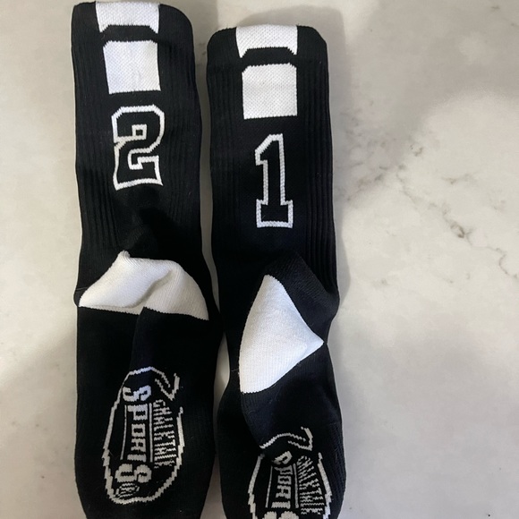 Chalktalk Sports Team Number Woven Mid Calf Socks #12 or #21 NWOT Black/White - Picture 2 of 2